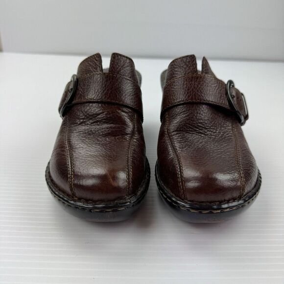 b.o.c Born Concept Brown Leather Clogs Mules Heels Buckle Slip-On Size 9 / 40.5 - Picture 8 of 16